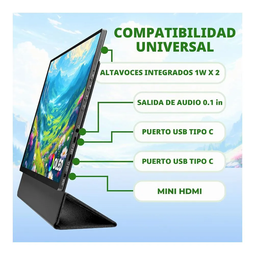 Monitor Portátil AOC 16T40D 16" 19200X1200 OLED 60HZ CON CUBIERTA INTELIGENTE - Vista 3
