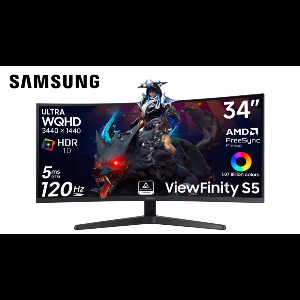 Monitor Samsung LS34H550GANXZA 34' S55GH CURVO ULTRAWIDE 120Hz VA PBP PIP FreeSync PREMIUN Monitor CURVO Viewfinity S5 - Vista 2